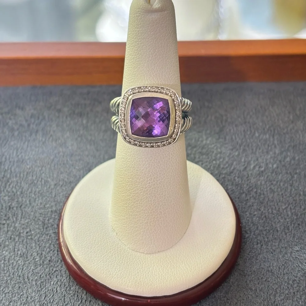 David Yurman 11mm Albion Ring with Amethyst & Diamonds 7